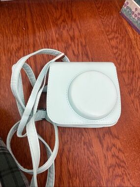 Mint Green teal ish Camera Crossbody Bag and instax mini 9 polaroid camera